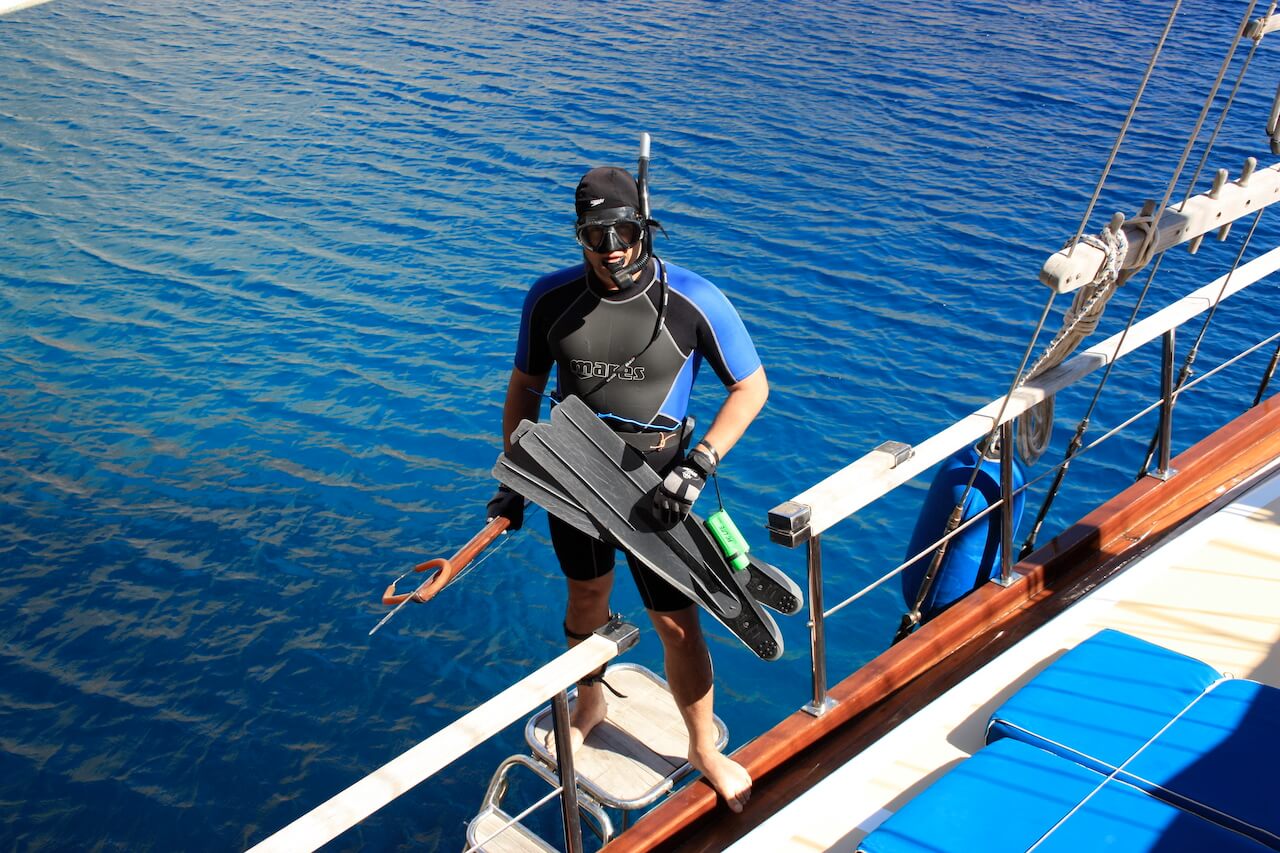 Activities I Diving in crystal clear waters by Princess Funda Gulet Yacht Marmaris Turkey